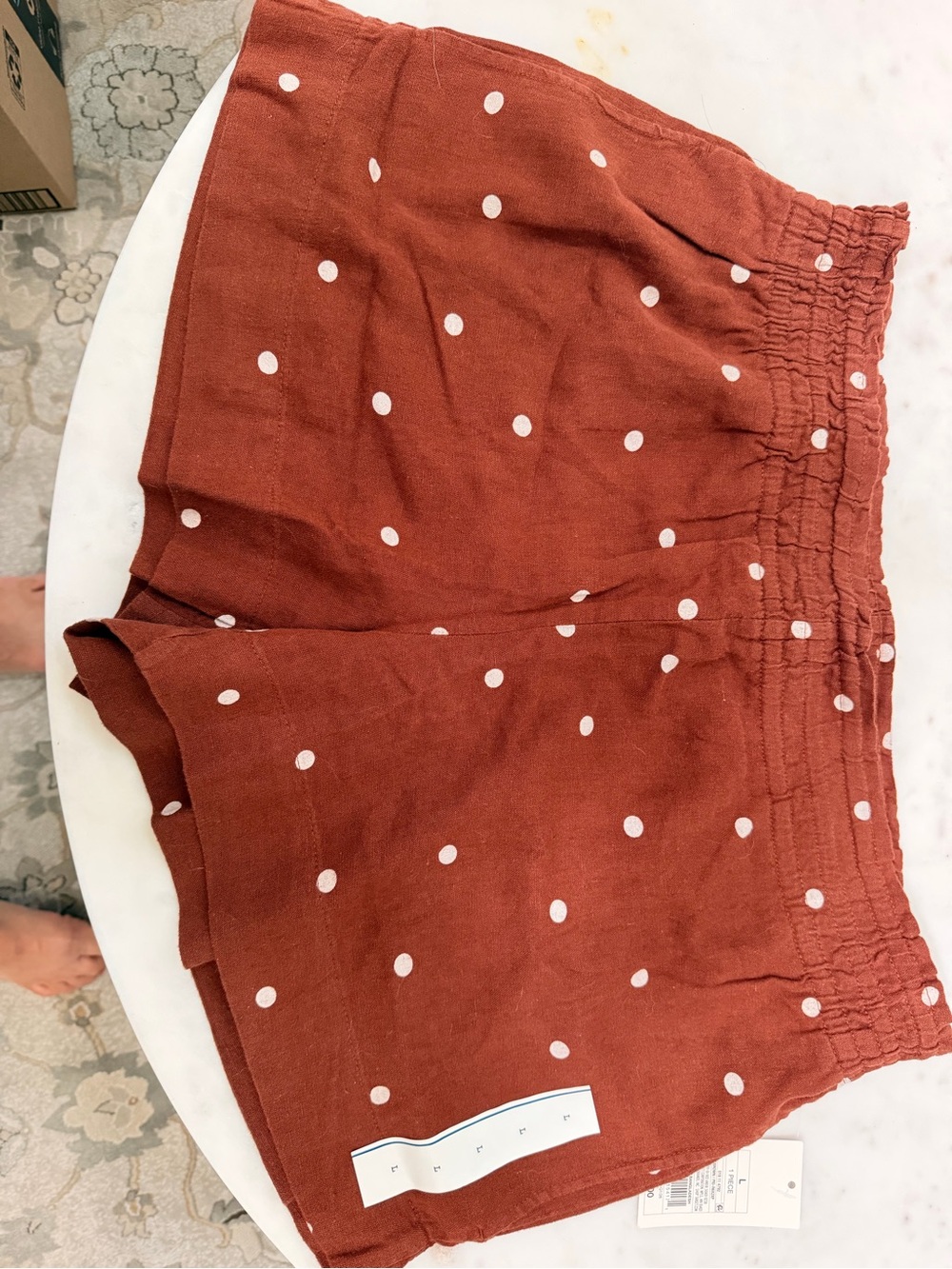 Women's Polka Dot Elastic Waist Shorts - Brown